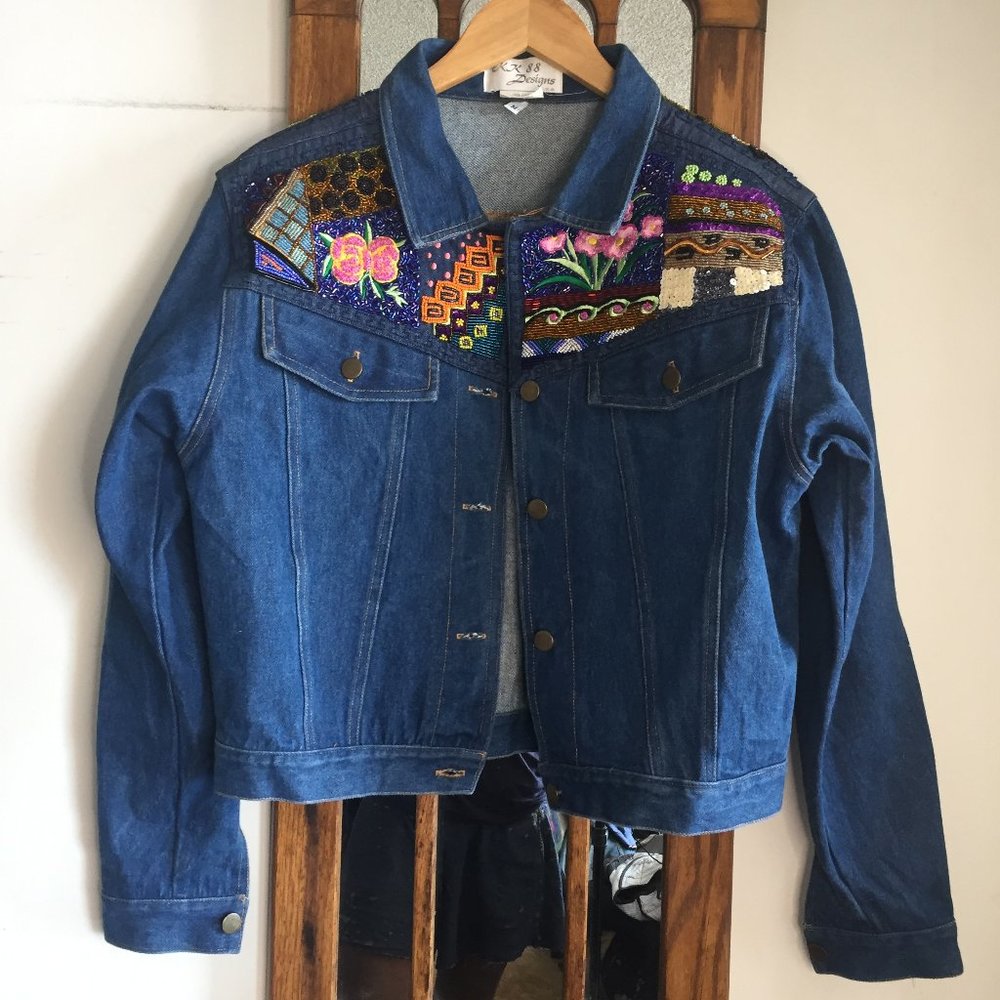 KK 88 DSIGNS EMBELLISHED DENIM JACKET